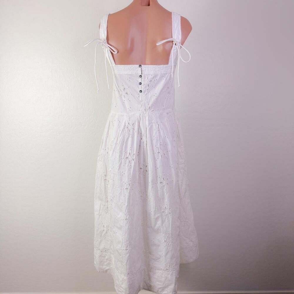 Free People Primavera Eyelet Midi Dress White Country Cottagecore Prairie L NWT - Picture 7 of 12
